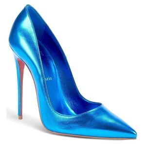 Christian Louboutin So Kate 120 pointed toe Metallic Blue pumps Heels 37 EU